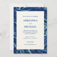 Blue Retro Bandanna Paisley Einladung Hochzeit