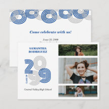Blue Retro Big Numbers 3-Foto-Abschluss