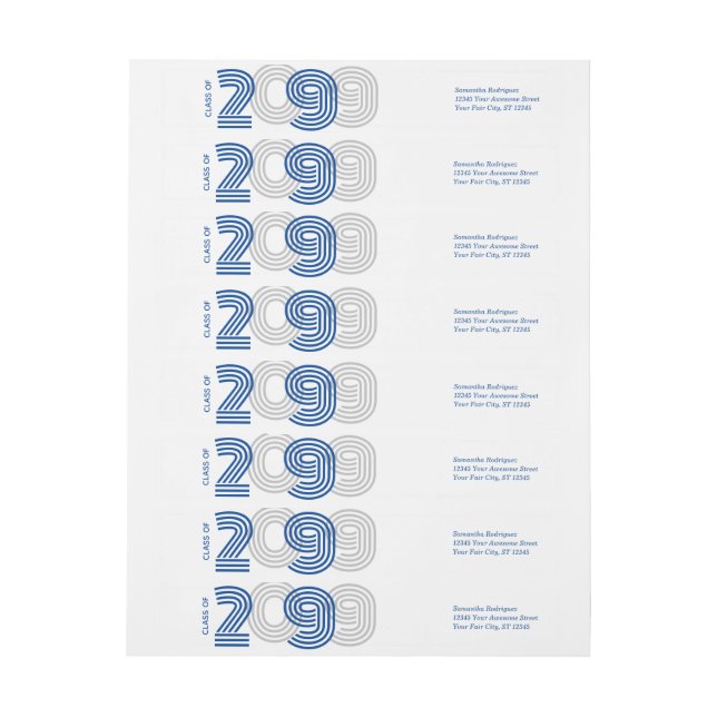 Blue Retro Big Numbers Class (Bogen)
