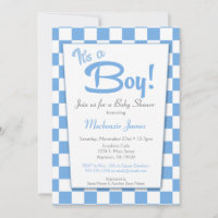 Blue Retro Boy 50er Vintag Baby Dusche Einladung