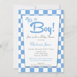 Blue Retro Boy 50er Vintag Baby Dusche Einladung