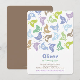 Blue Retro Chicks Kinder Geburtstagsparty Einladun Einladung