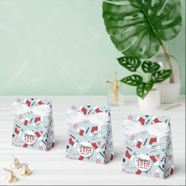 Blue Retro Christmas Peppermint Birthday Geschenkschachtel