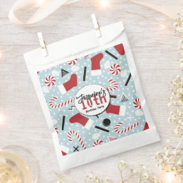 Blue Retro Christmas Peppermint Birthday Geschenktütchen