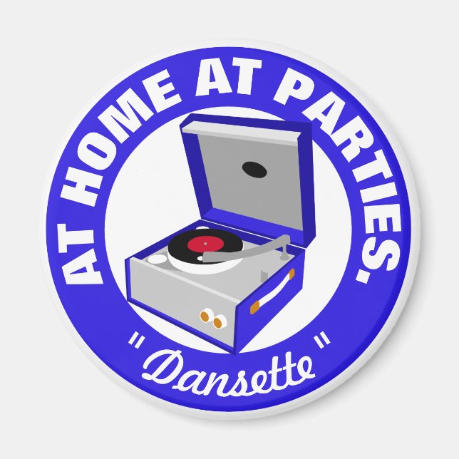 Blue Retro Dansette Record Player Magnet (Vorne)