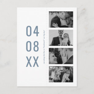 Blue Retro Foto Lesezeichen Save the Date Einladun Einladungspostkarte