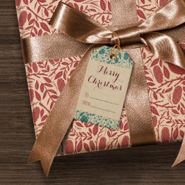 Blue Retro Gemütliches Weihnachtsmuster Geschenkanhänger