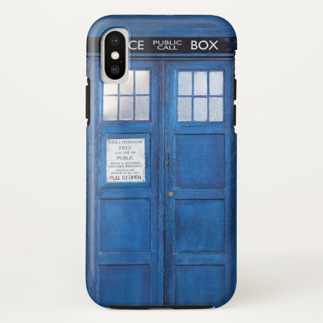 Blue Retro Phone Booth Call Box Case-Mate iPhone Hülle (Rückseite)