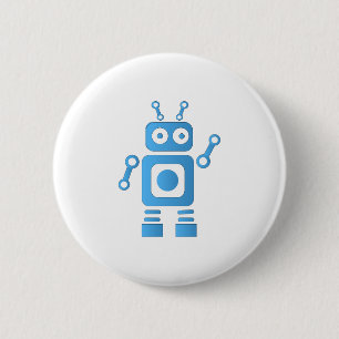 Blue Retro Robot Button