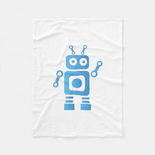 Blue Retro Robot Fleecedecke