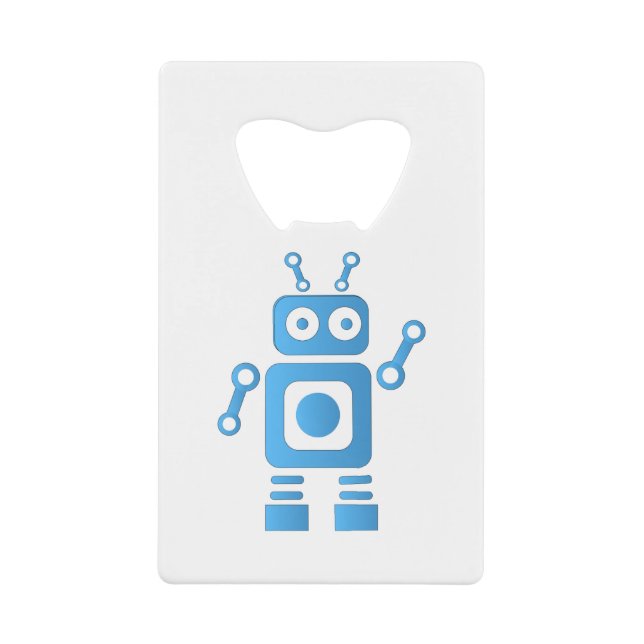 Blue Retro Robot Geldbeutel Flaschenöffner (Vorderseite)