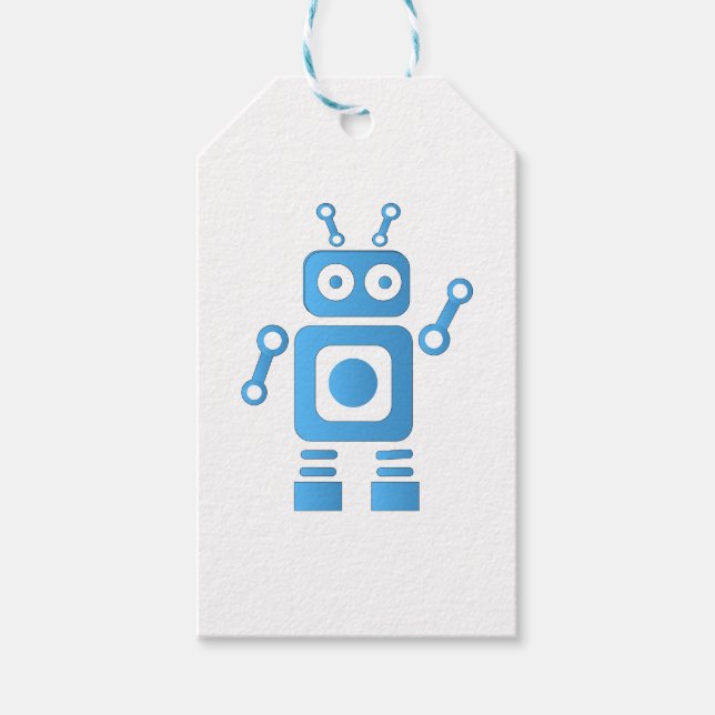 Blue Retro Robot Geschenkanhänger (Vorderseite)