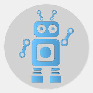 Blue Retro Robot Runder Aufkleber