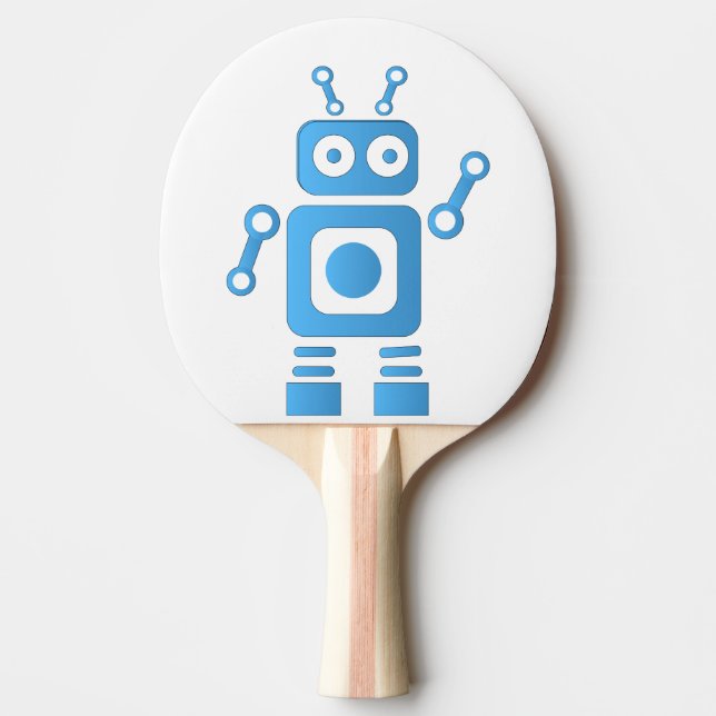 Blue Retro Robot Tischtennis Schläger (Vorderseite)