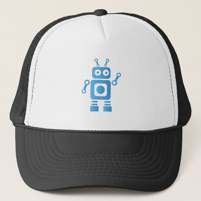 Blue Retro Robot Truckerkappe (Vorderseite)
