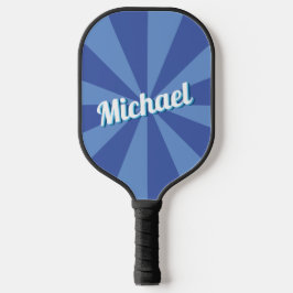 Blue Retro Schriftart Individuelle Name Texteffekt Pickleball Schläger