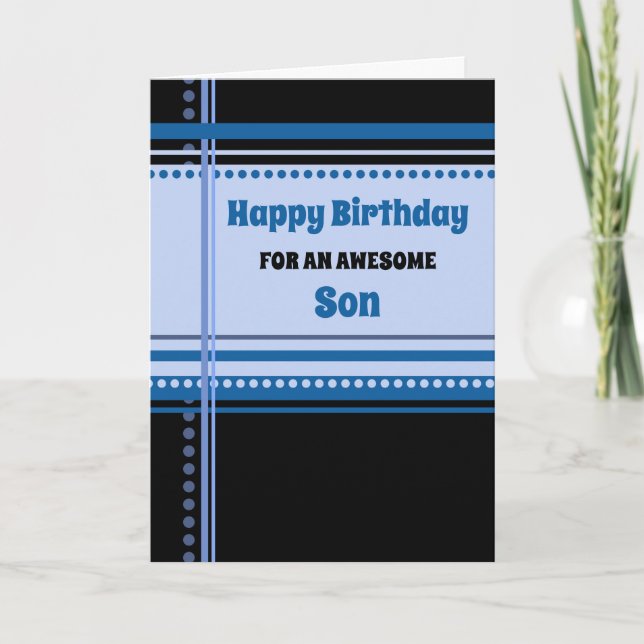 Blue Retro Son Birthday Karte (Vorderseite)