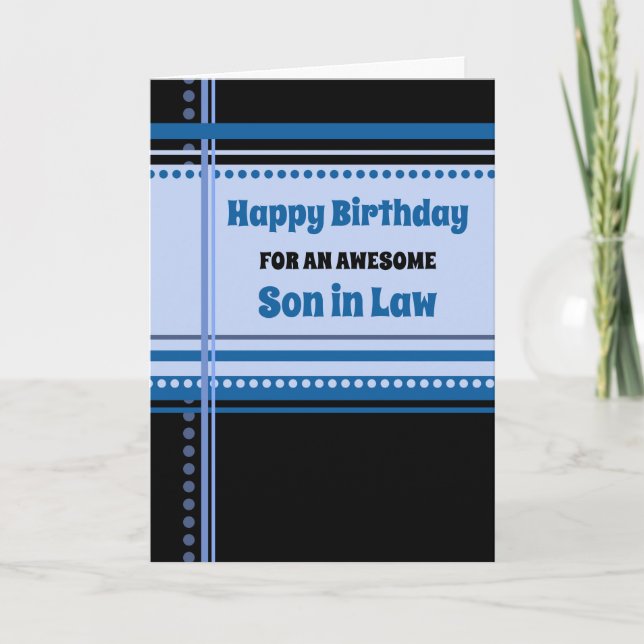 Blue Retro Son in Law Birthday Karte (Vorderseite)