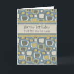 Blue Retro Son in Law Birthday Karte<br><div class="desc">Geburtstagskarte für Jurysohn mit lustigen blauen und bräunlichen Retromustern und nachdenklichem Vers.</div>