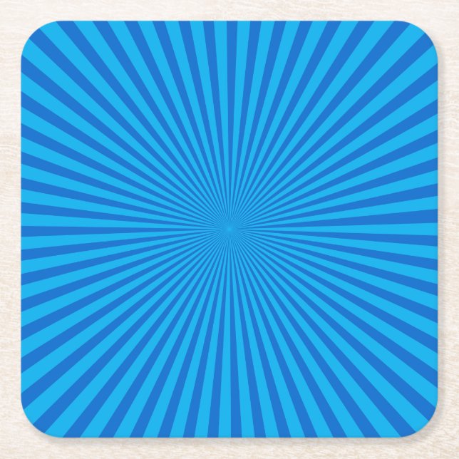 Blue Retro Sunburst Hintergrund Rechteckiger Pappuntersetzer (Vorderseite)