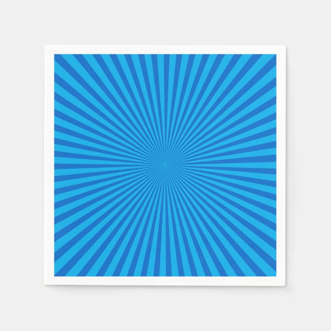 Blue Retro Sunburst Hintergrund Serviette (Vorderseite)