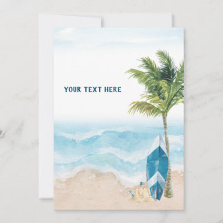 Blue Retro Surf Signature Card Einladung