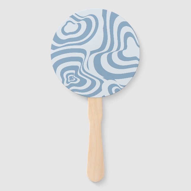Blue Retro Swirl Groovy Y2K Muster Fächer (Vorderseite)
