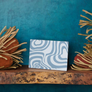 Blue Retro Swirl Groovy Y2K Muster Fotoplatte