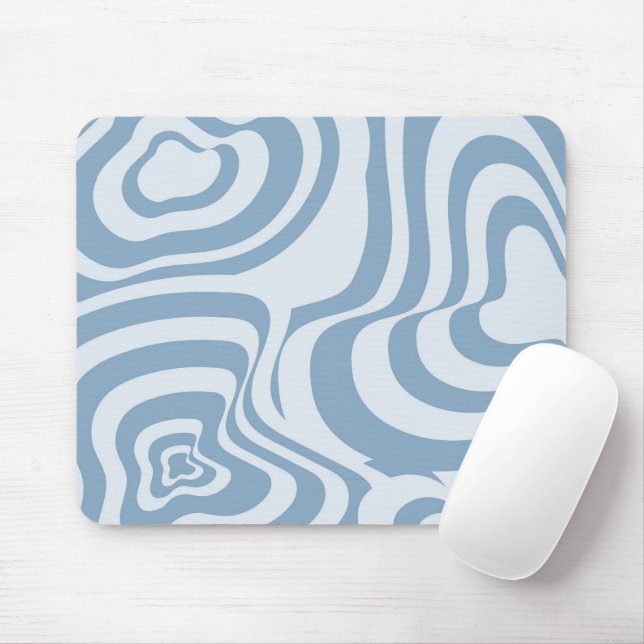 Blue Retro Swirl Groovy Y2K Muster Mousepad (Mit Mouse)