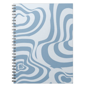 Blue Retro Swirl Groovy Y2K Muster Notizblock