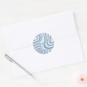 Blue Retro Swirl Groovy Y2K Muster Runder Aufkleber