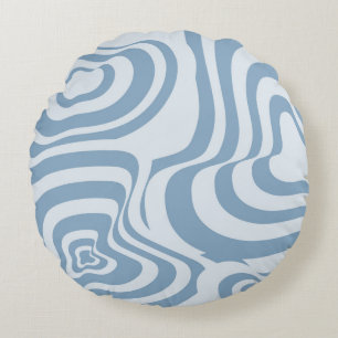 Blue Retro Swirl Groovy Y2K Muster Rundes Kissen