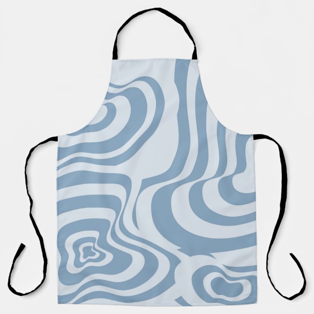 Blue Retro Swirl Groovy Y2K Muster Schürze (Vorderseite)