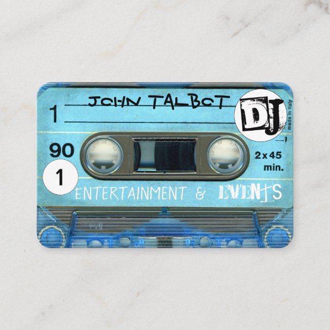 Blue Retro T4 Audiotape Cassette 80er DJ Business  Visitenkarte (Vorderseite)