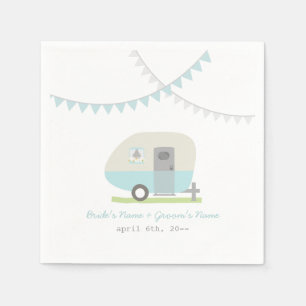 Blue Retro Trailer Hochzeit Napkins Serviette