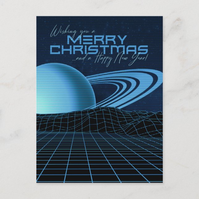 Blue Retrowave Postkarte (Vorderseite)