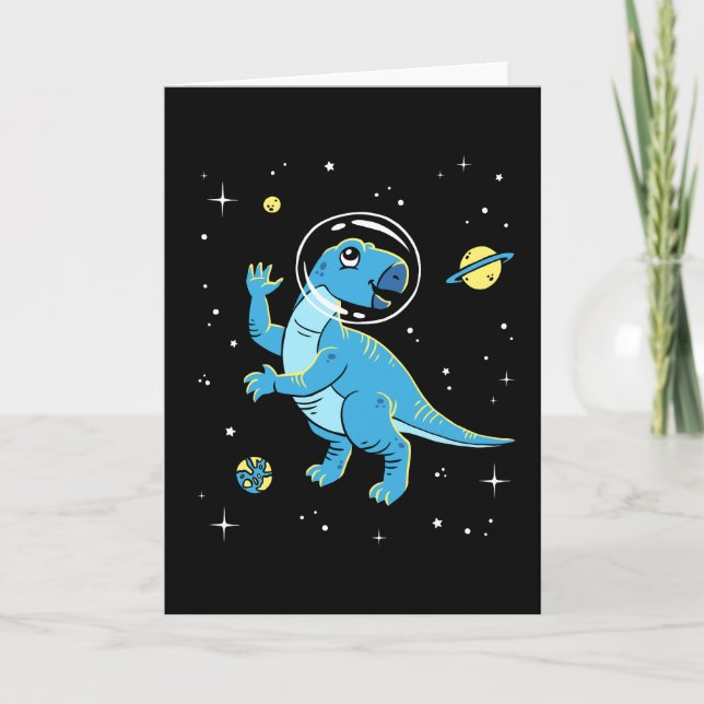Blue Rhabdodon Dinos im Weltraum Karte (Vorderseite)