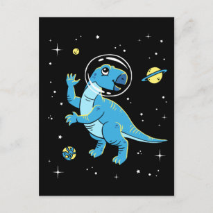 Blue Rhabdodon Dinos im Weltraum Postkarte
