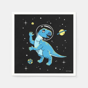 Blue Rhabdodon Dinos im Weltraum Serviette
