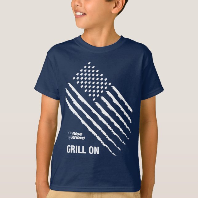 Blue Rhino "American Flag": Grill On" Kid's T-Shirt (Vorderseite)