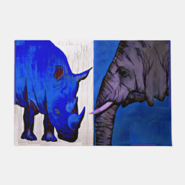 Blue Rhino and Elephant feng shui rug mat  Fußmatte