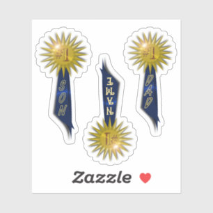Blue Ribbon #1 Vater #1 Son Sticker