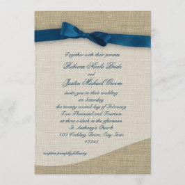 Blue Ribbon and Burlap Wedding Einladung