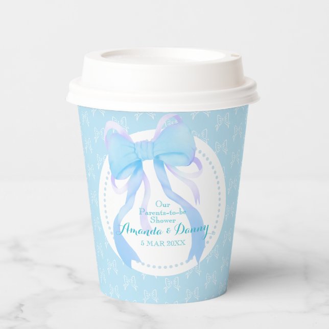 Blue Ribbon Baby Boy Dusche Pappbecher (Vorderseite)