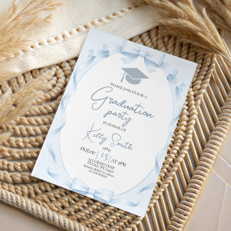Blue Ribbon Bow Graduation Invitation Einladung