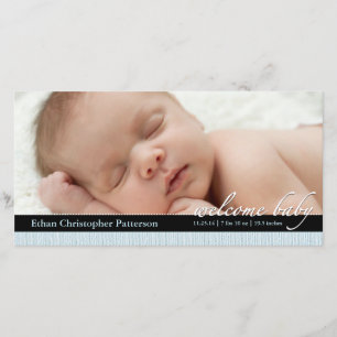 Blue Ribbon Boy Baby Faire-part de naissance Photo