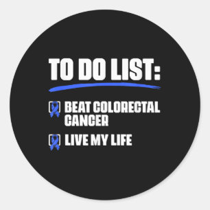 Blue Ribbon Colon Cancer Survivor Beat Colorectal Runder Aufkleber