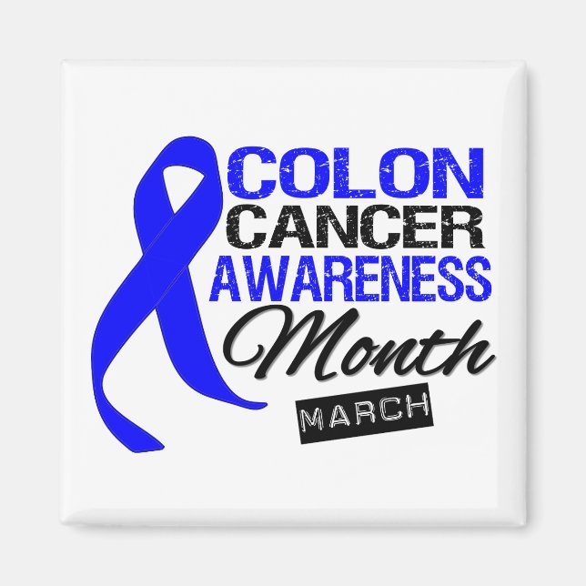 Blue Ribbon Colon Krebs Bewusstsein Monat Magnet (Vorne)
