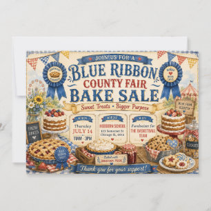 Blue Ribbon County Fair Backverkaufsdesign Einladung