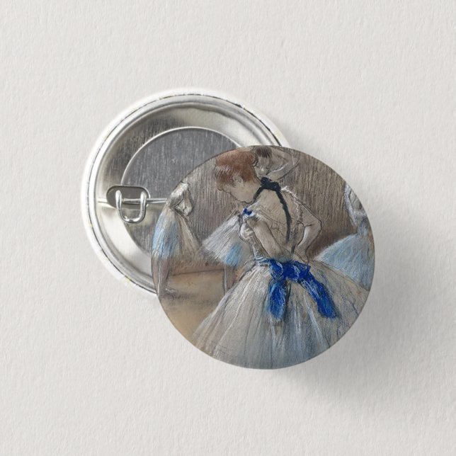 Blue Ribbon Dancer Edgar Degas Button (Vorne & Hinten)